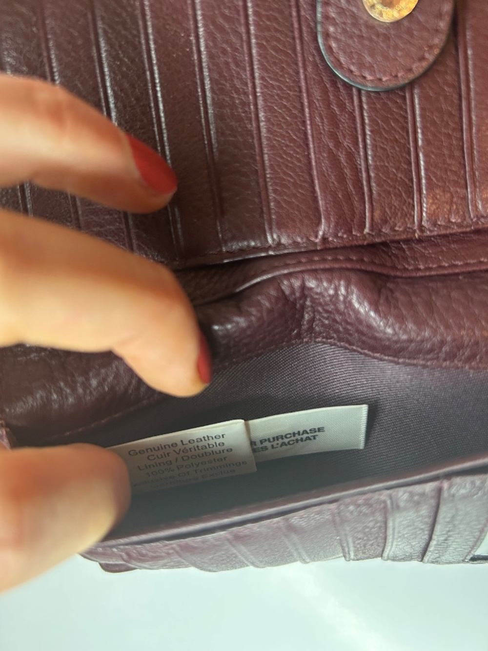 Danier Women’s Leather Long Wallet Multi ID Card Holder Clutch Purse Burgundy - Picture 5 of 13
